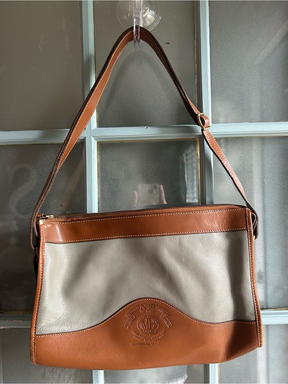 Vintage Ghurka Marley Hodgson Leather Canvas Shoulder Bag Purse Adjustable Strap